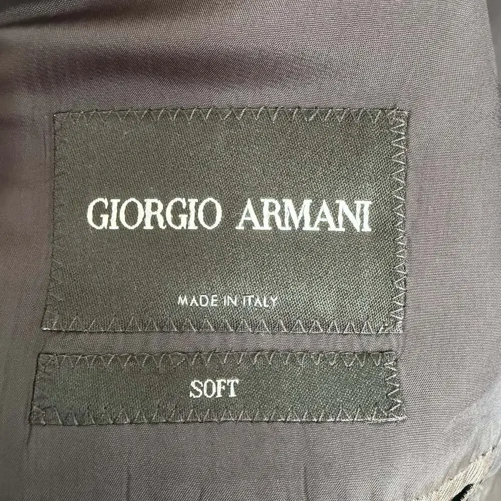 Giorgio Armani Soft Suit US 42 2PC Navy Windowpane Italy Designer Pants 36x30